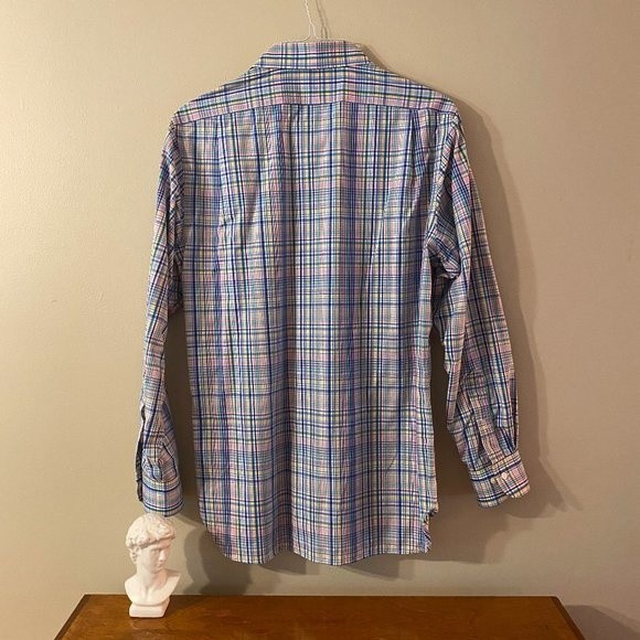 Polo Ralph Lauren, Men's 16.5 - 34/35 LS, 100% Cotton, Plaid pastel colors - Picture 5 of 5
